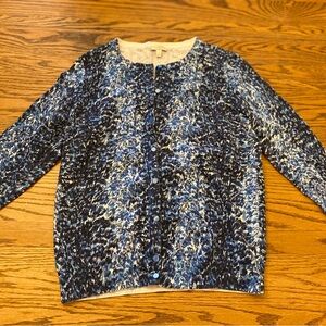 Talbots blue and white button up cardigan sweater size S